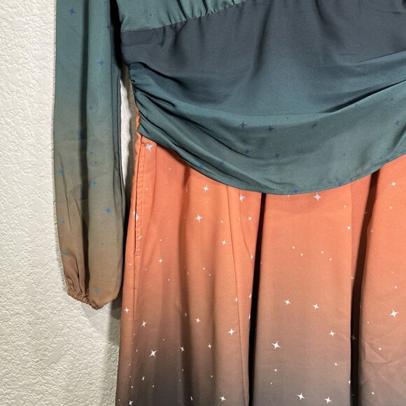 Wayward Fancies eShakti Pleated Empire Dress Womens S Ombre Star Fairy Grunge - Picture 3 of 10